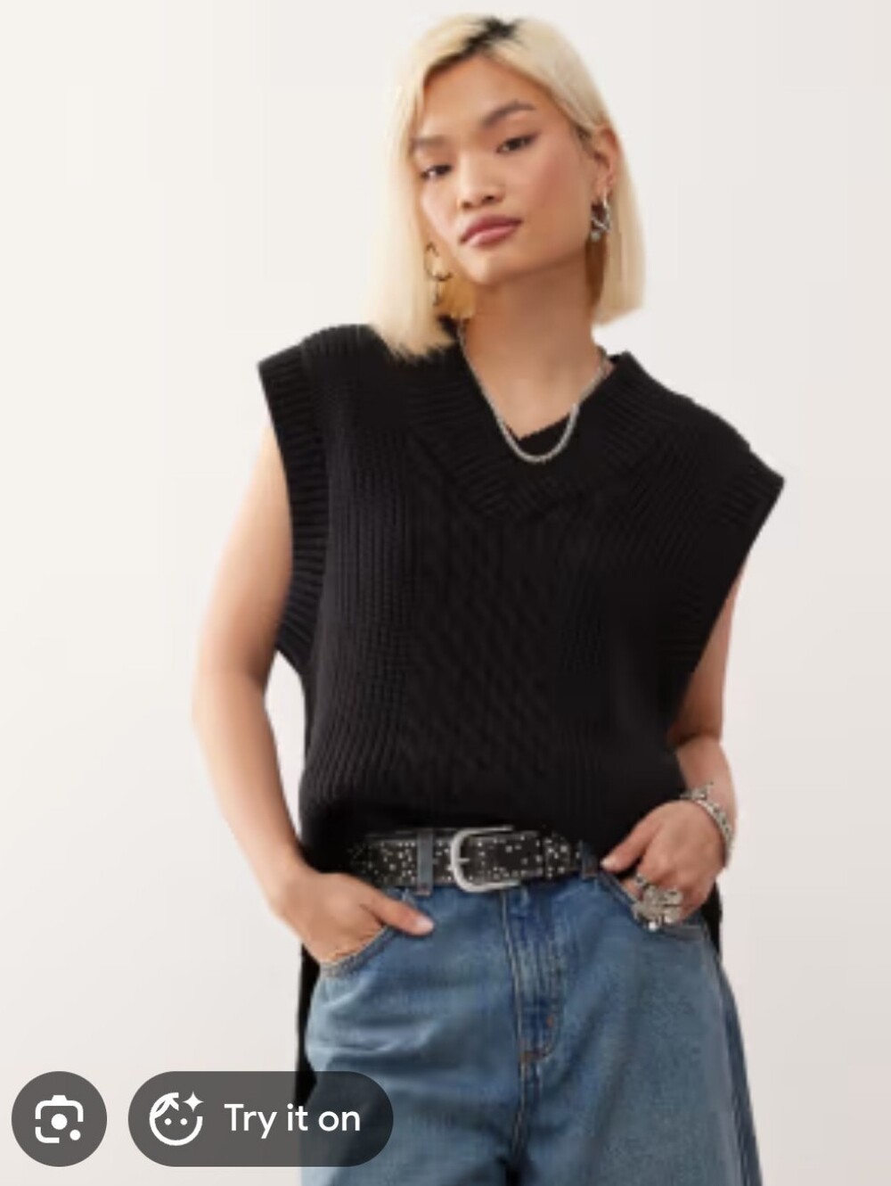 A new Day sleeveless V-neck shaker ribbed knit sweater vest